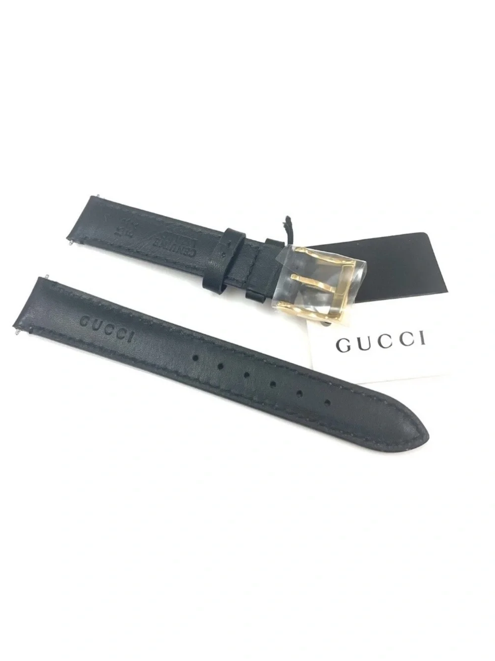 Genuine Gucci Black Leather Band 15mm for YA126589 G-Timeless Mother Of Pearl